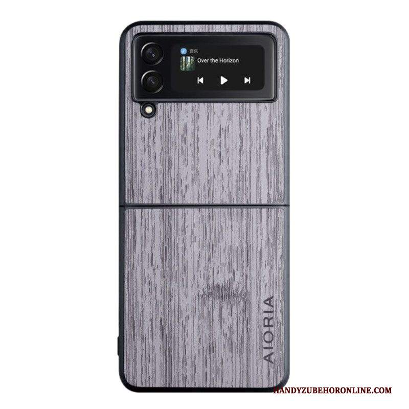 Folio Cover Samsung Galaxy Z Flip 4 Custodia in pelle Aioria Legno