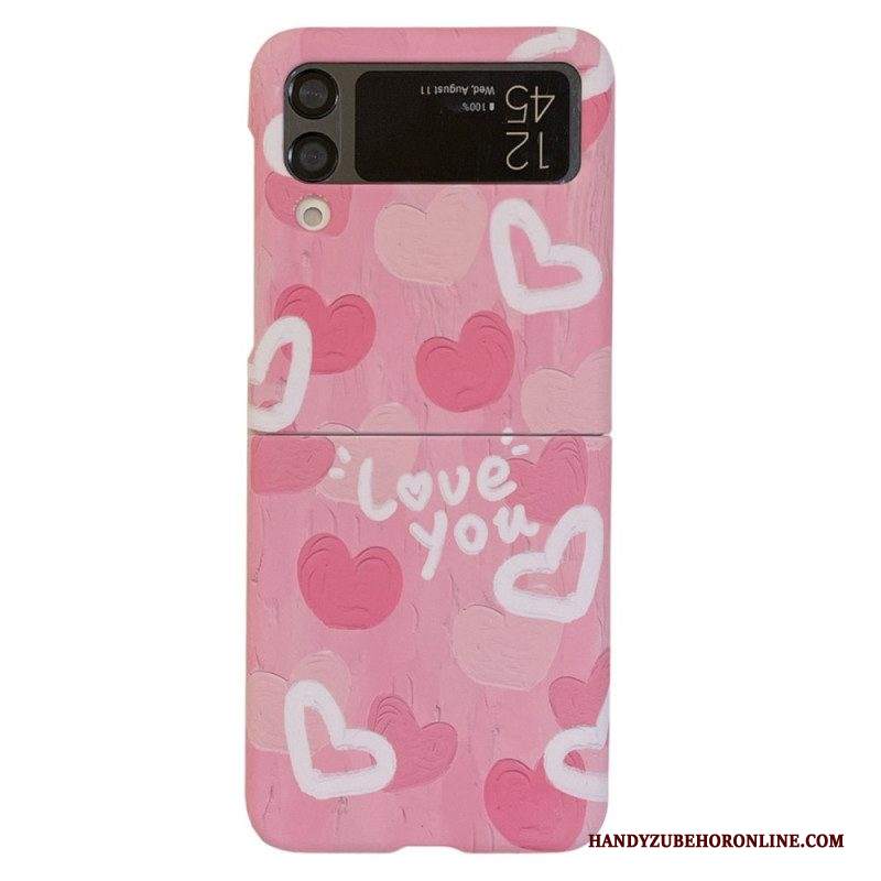 Folio Cover Samsung Galaxy Z Flip 4 Custodia in pelle Amo I Fiori