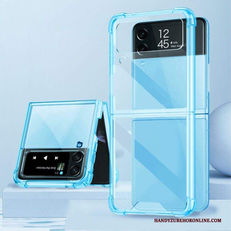 Folio Cover Samsung Galaxy Z Flip 4 Custodia in pelle Angoli Rinforzati In Gkk Trasparente