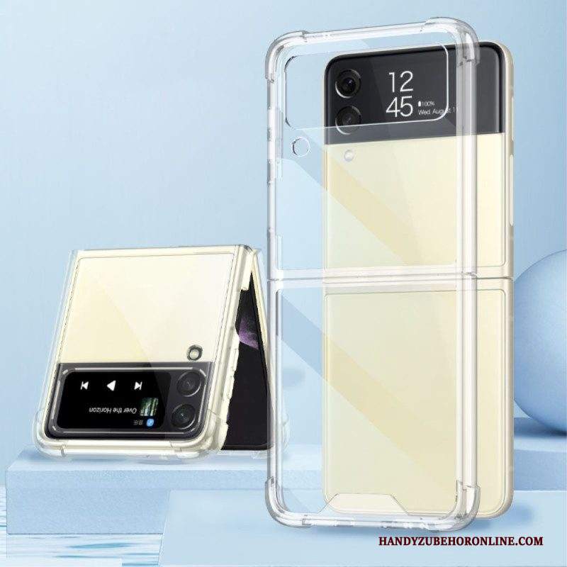 Folio Cover Samsung Galaxy Z Flip 4 Custodia in pelle Angoli Rinforzati In Gkk Trasparente