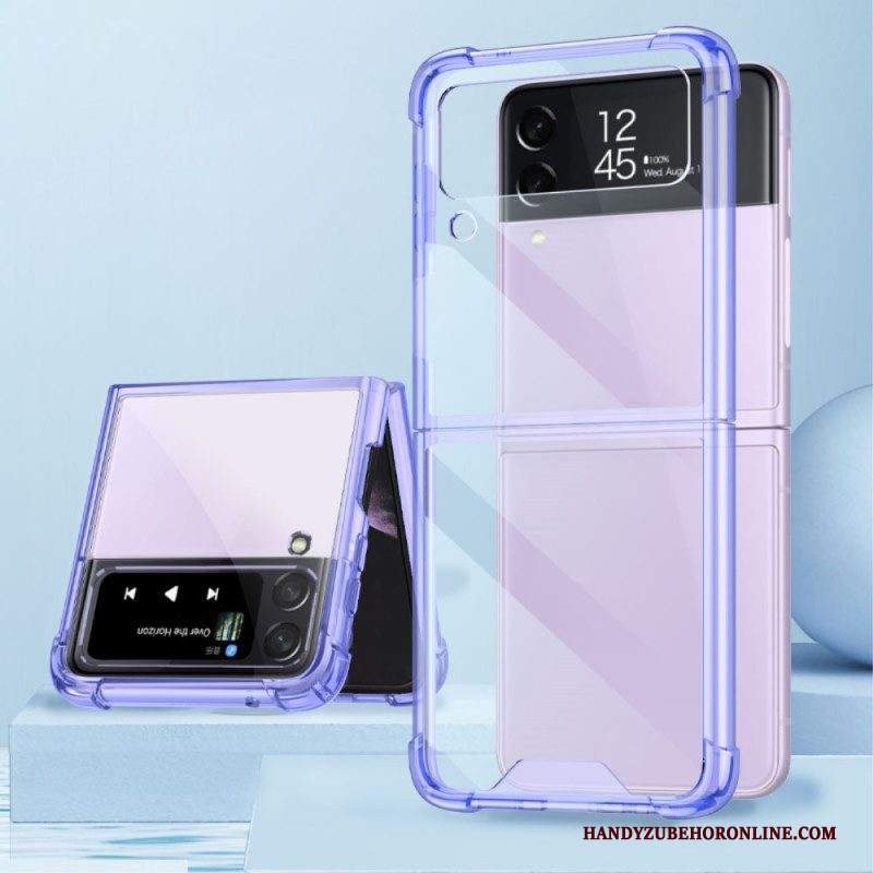 Folio Cover Samsung Galaxy Z Flip 4 Custodia in pelle Angoli Rinforzati In Gkk Trasparente