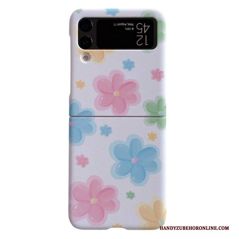 Folio Cover Samsung Galaxy Z Flip 4 Custodia in pelle Bei Fiori