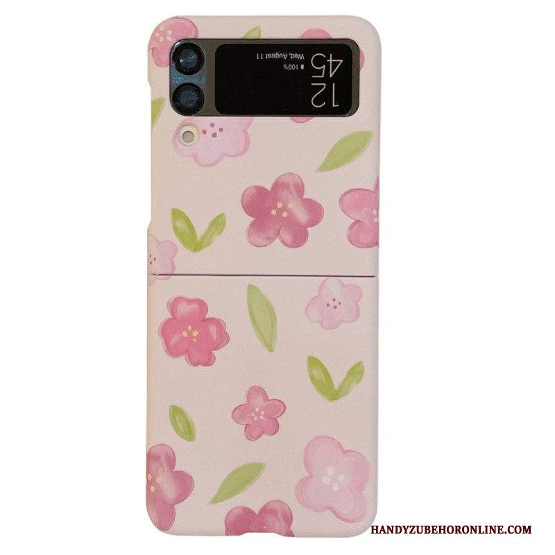 Folio Cover Samsung Galaxy Z Flip 4 Custodia in pelle Bei Fiori