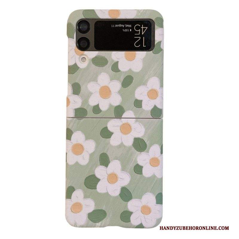 Folio Cover Samsung Galaxy Z Flip 4 Custodia in pelle Bei Fiori