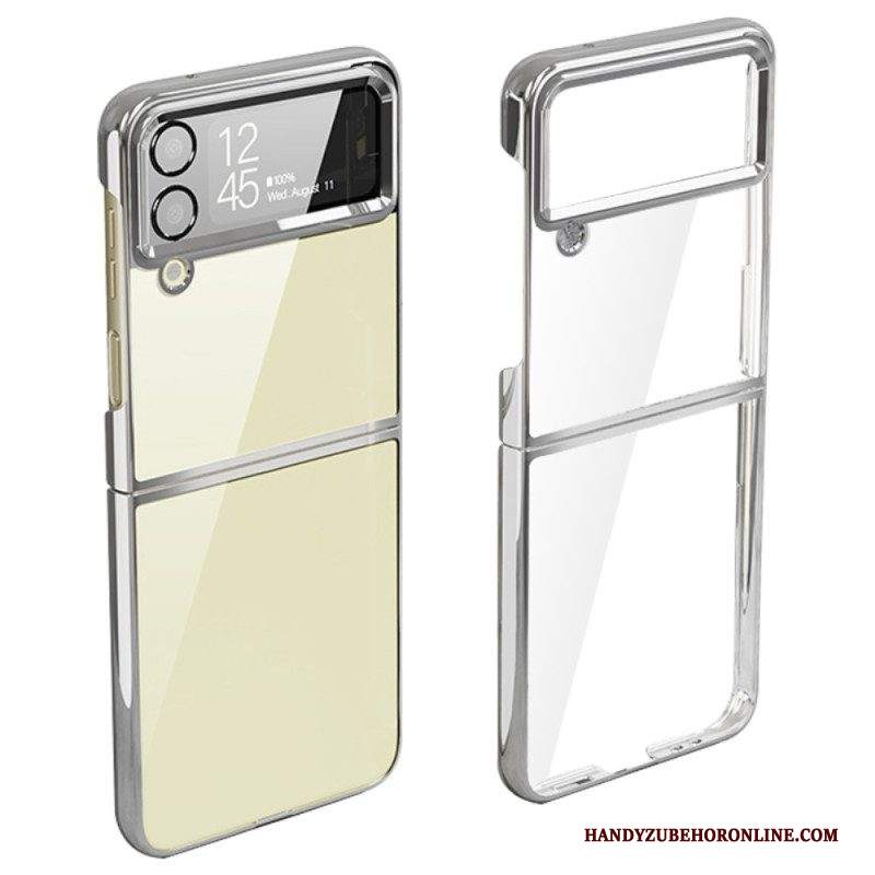 Folio Cover Samsung Galaxy Z Flip 4 Custodia in pelle Bordi In Stile Metallo