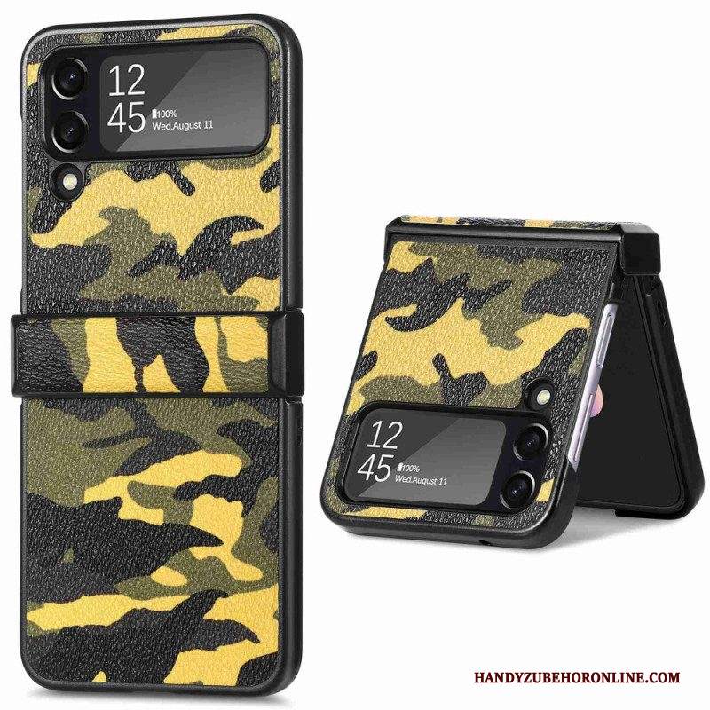 Folio Cover Samsung Galaxy Z Flip 4 Custodia in pelle Camuffamento Militare