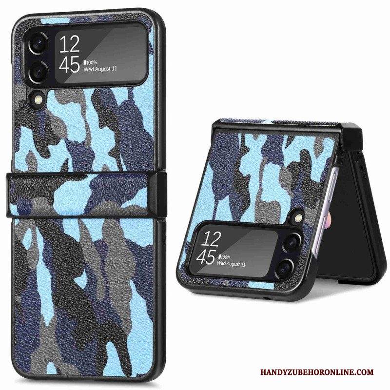 Folio Cover Samsung Galaxy Z Flip 4 Custodia in pelle Camuffamento Militare