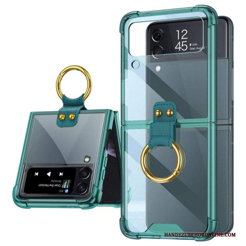 Folio Cover Samsung Galaxy Z Flip 4 Custodia in pelle Colorato Con Anello Gkk