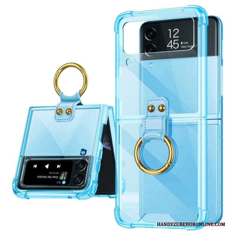 Folio Cover Samsung Galaxy Z Flip 4 Custodia in pelle Colorato Con Anello Gkk