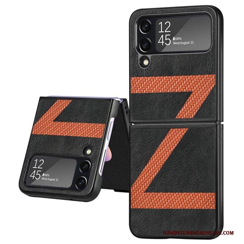 Folio Cover Samsung Galaxy Z Flip 4 Custodia in pelle Design Z In Pelle Stile