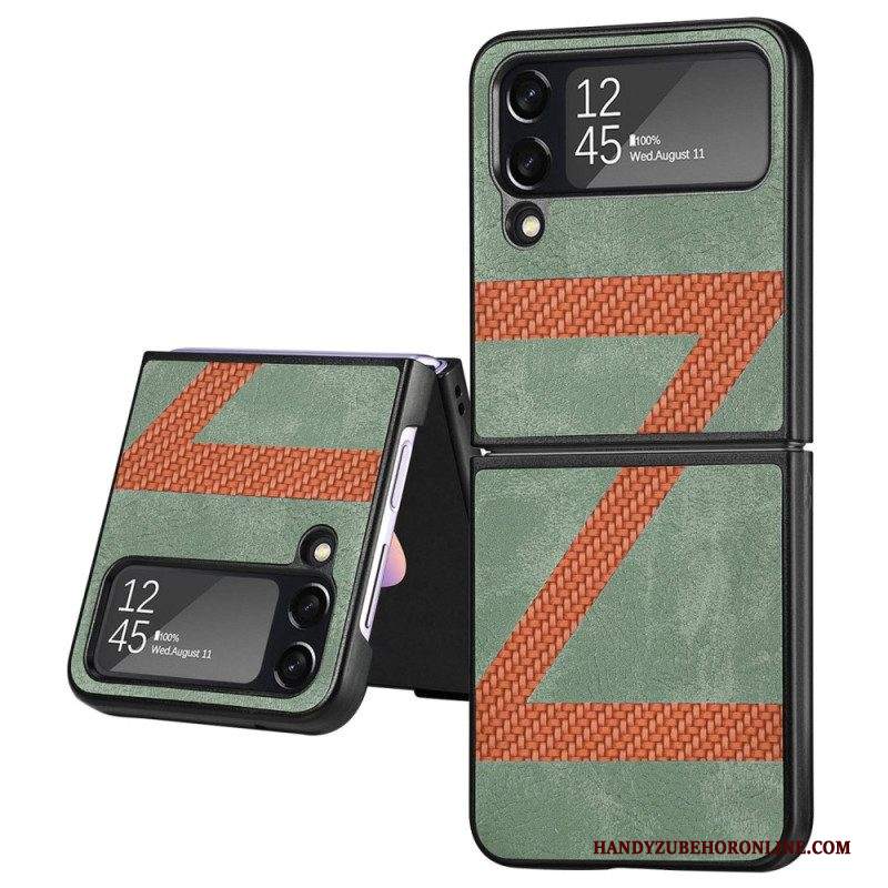 Folio Cover Samsung Galaxy Z Flip 4 Custodia in pelle Design Z In Pelle Stile