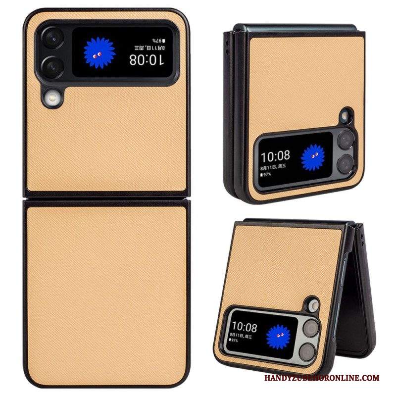 Folio Cover Samsung Galaxy Z Flip 4 Custodia in pelle Ecopelle Testurizzata