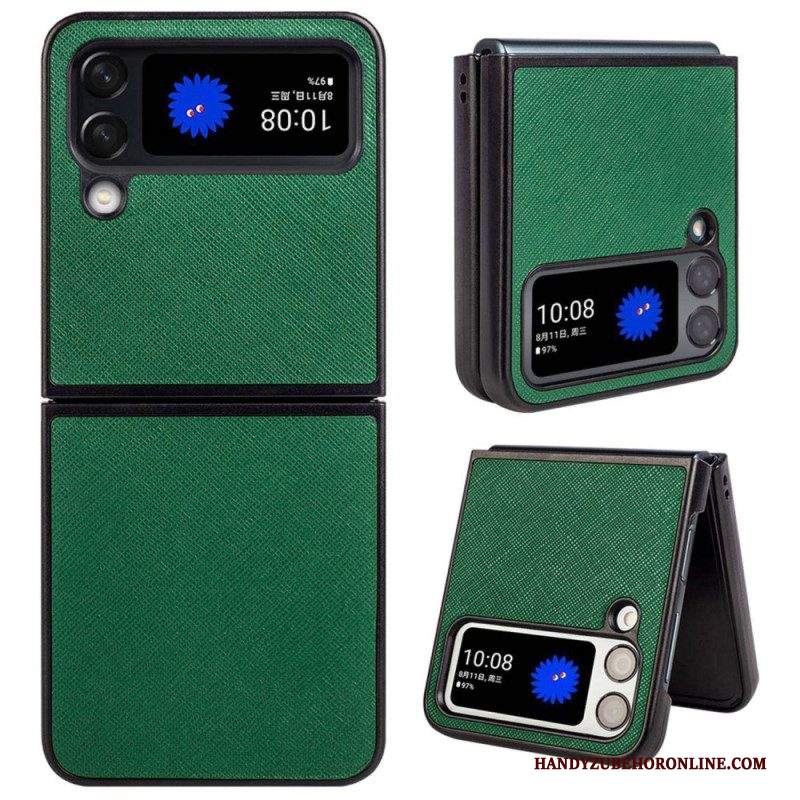 Folio Cover Samsung Galaxy Z Flip 4 Custodia in pelle Ecopelle Testurizzata