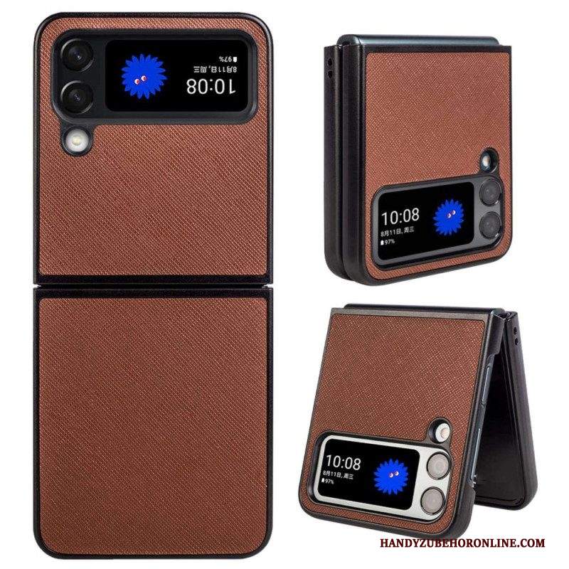 Folio Cover Samsung Galaxy Z Flip 4 Custodia in pelle Ecopelle Testurizzata