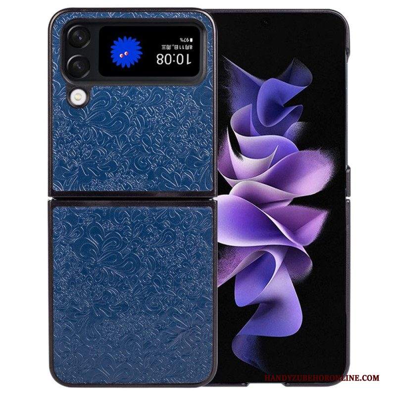 Folio Cover Samsung Galaxy Z Flip 4 Custodia in pelle Effetto Pelle Barocco