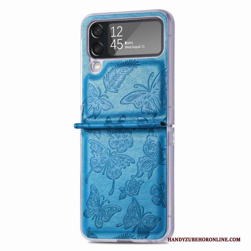 Folio Cover Samsung Galaxy Z Flip 4 Custodia in pelle Falena Di Notte