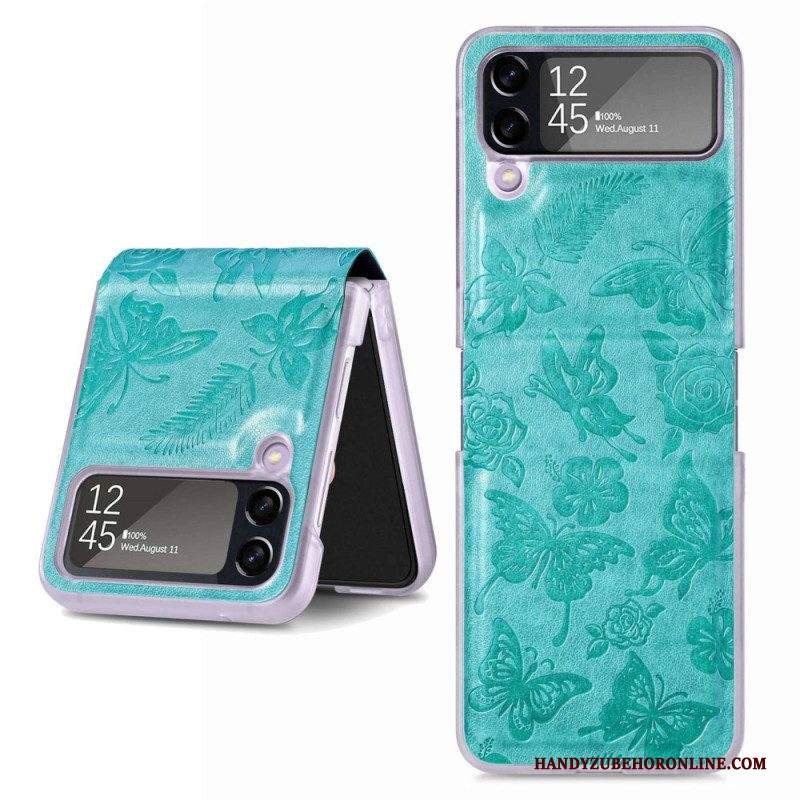 Folio Cover Samsung Galaxy Z Flip 4 Custodia in pelle Falena Di Notte