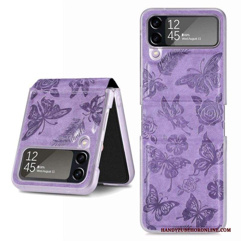 Folio Cover Samsung Galaxy Z Flip 4 Custodia in pelle Falena Di Notte