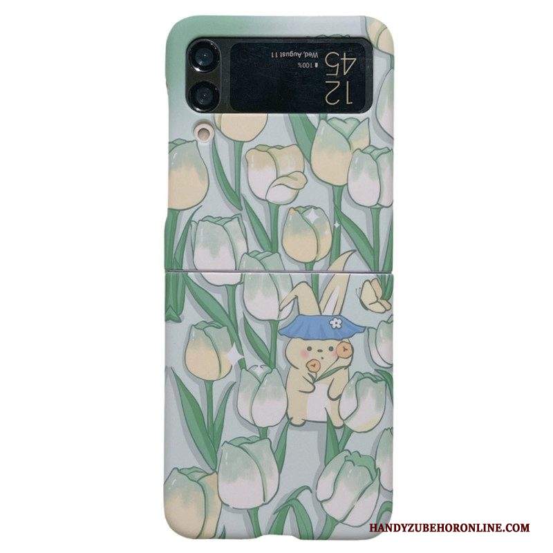 Folio Cover Samsung Galaxy Z Flip 4 Custodia in pelle Fiori