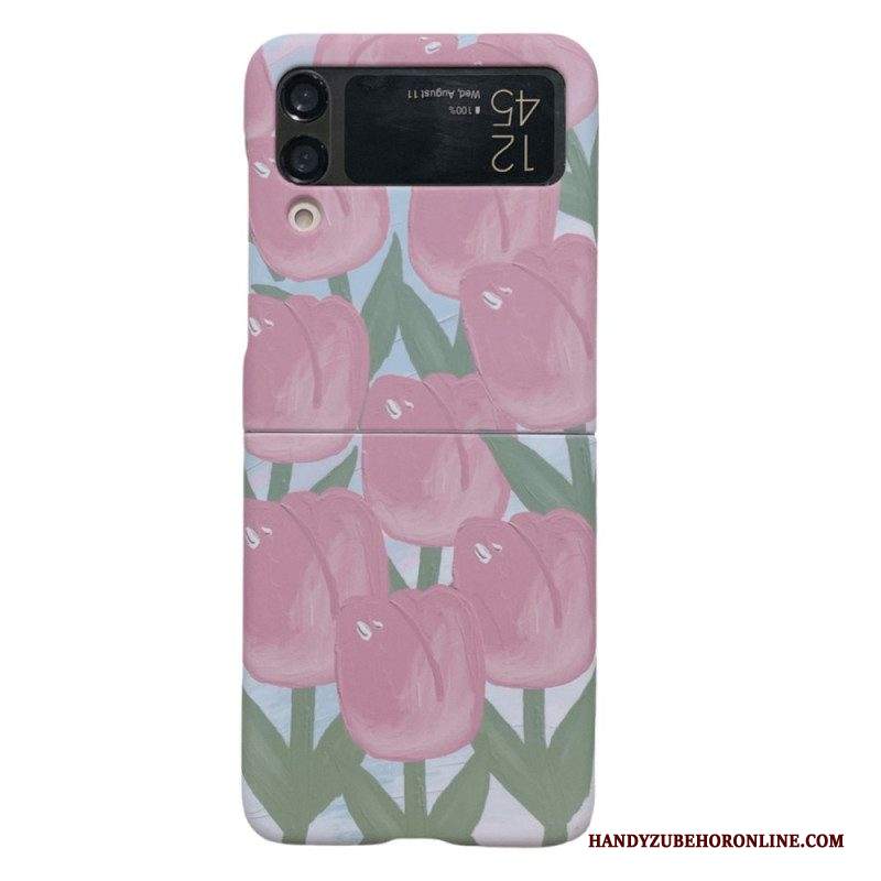 Folio Cover Samsung Galaxy Z Flip 4 Custodia in pelle Fiori