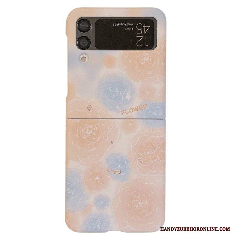 Folio Cover Samsung Galaxy Z Flip 4 Custodia in pelle Fiori Arte