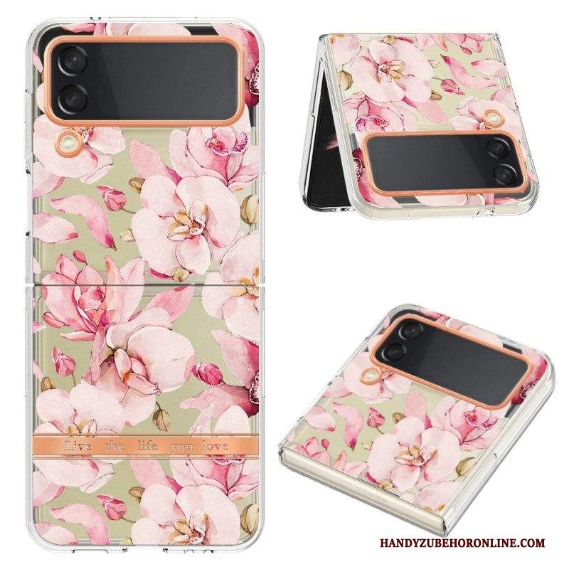 Folio Cover Samsung Galaxy Z Flip 4 Custodia in pelle Floreale