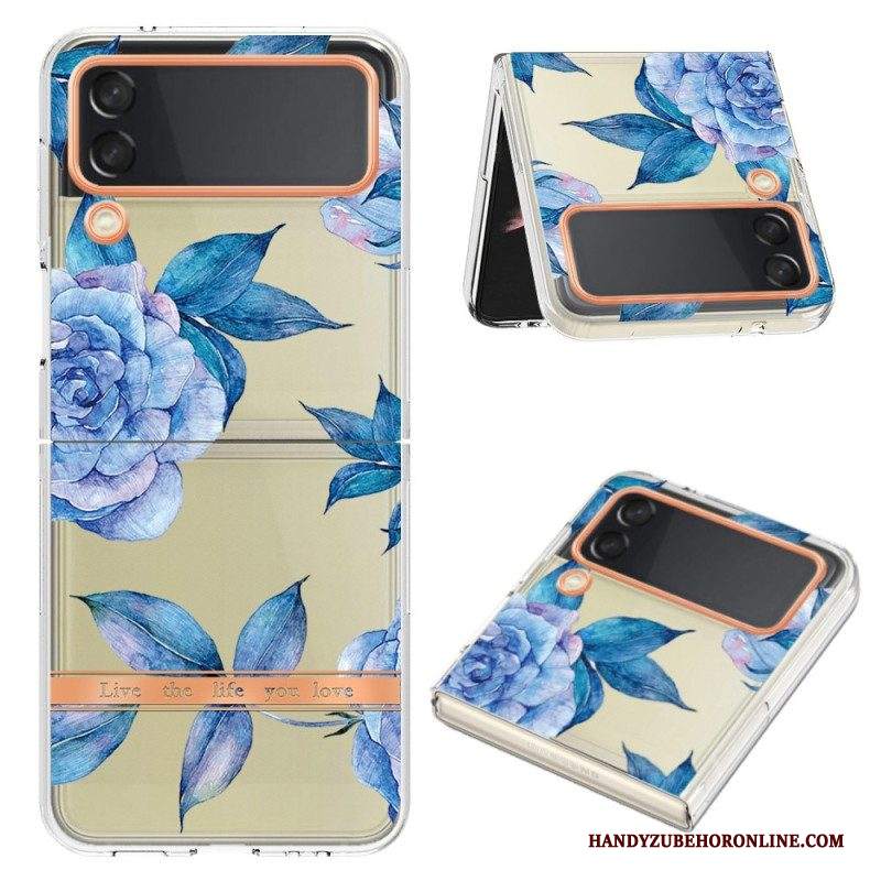 Folio Cover Samsung Galaxy Z Flip 4 Custodia in pelle Floreale