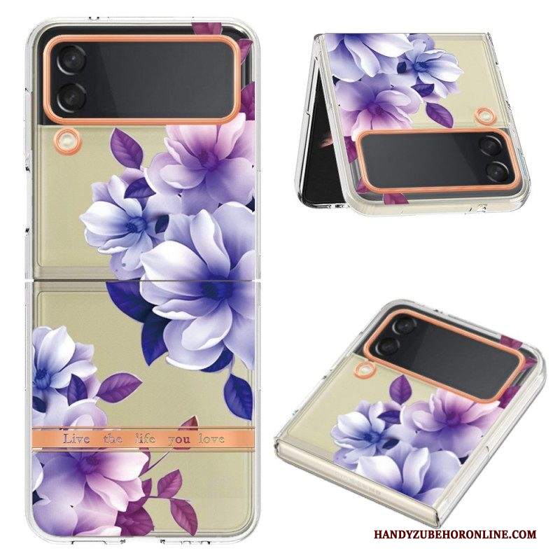 Folio Cover Samsung Galaxy Z Flip 4 Custodia in pelle Floreale