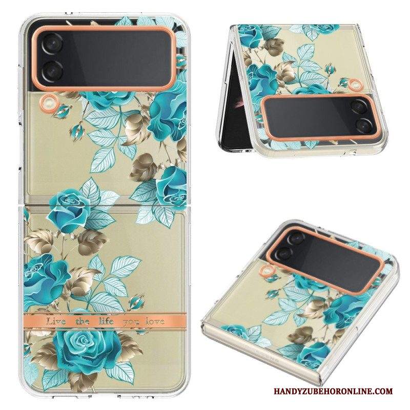 Folio Cover Samsung Galaxy Z Flip 4 Custodia in pelle Floreale