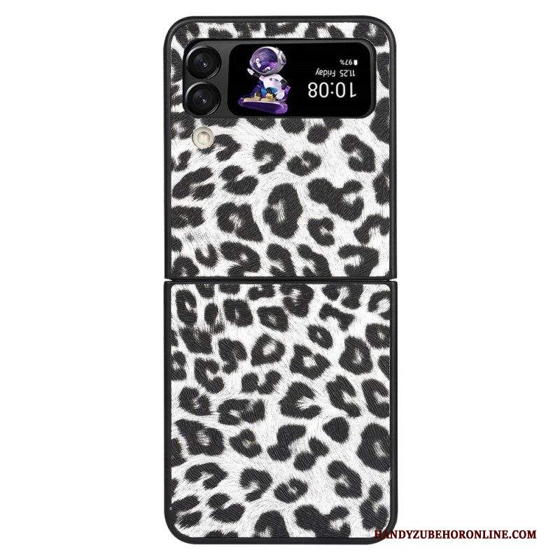 Folio Cover Samsung Galaxy Z Flip 4 Custodia in pelle Leopardo