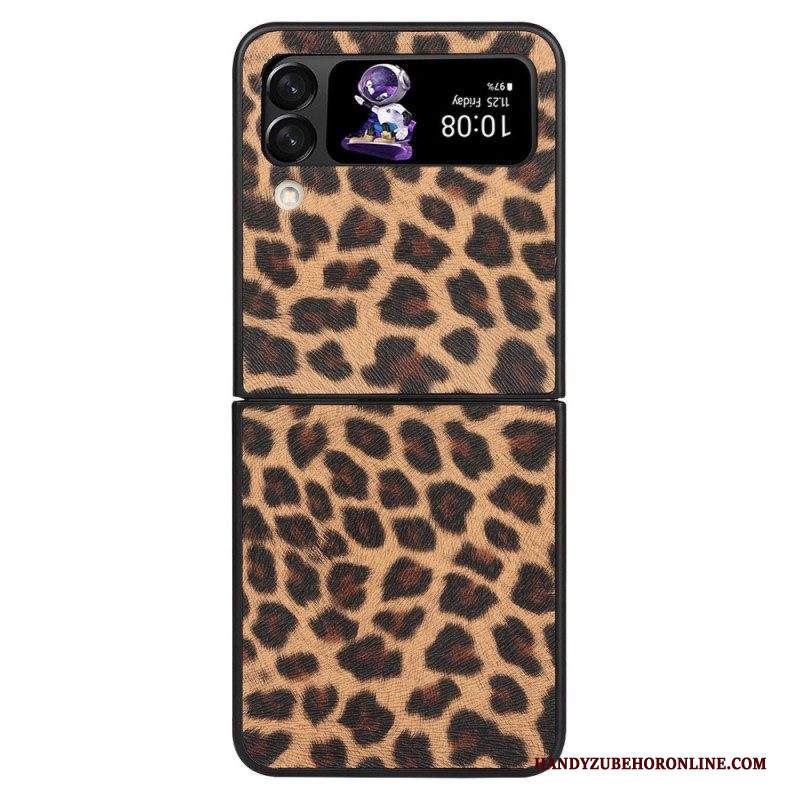 Folio Cover Samsung Galaxy Z Flip 4 Custodia in pelle Leopardo