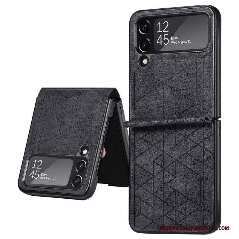 Folio Cover Samsung Galaxy Z Flip 4 Custodia in pelle Linee Geometriche