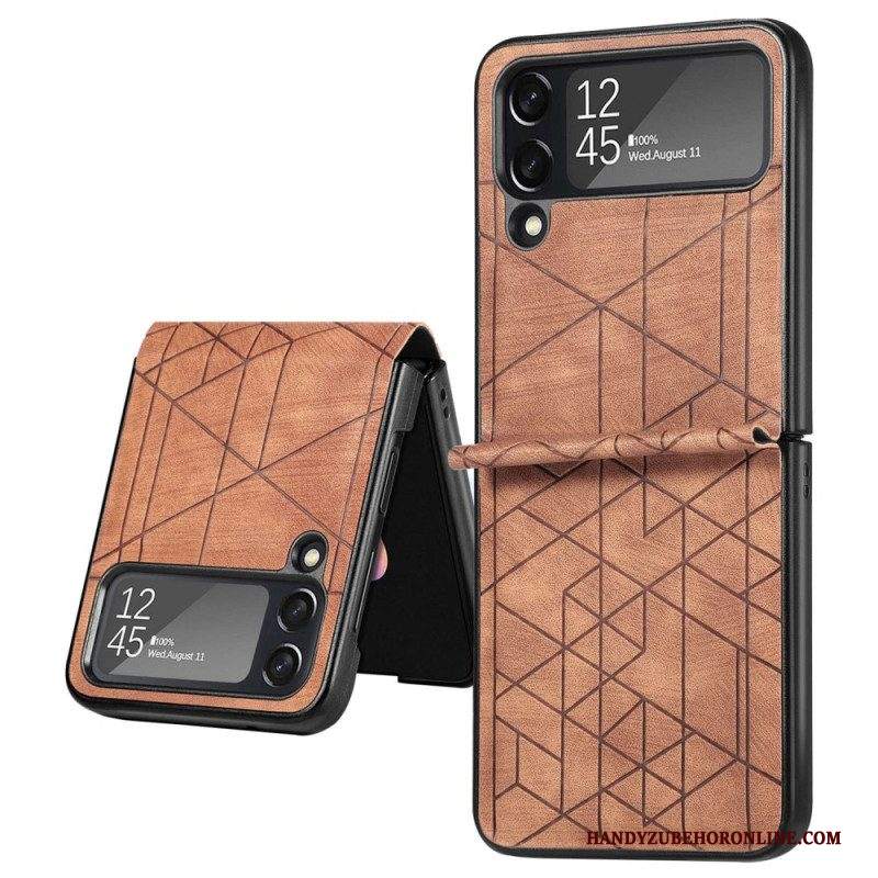 Folio Cover Samsung Galaxy Z Flip 4 Custodia in pelle Linee Geometriche