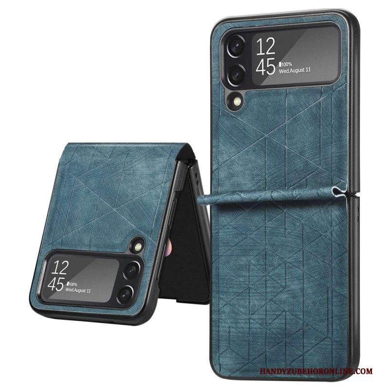 Folio Cover Samsung Galaxy Z Flip 4 Custodia in pelle Linee Geometriche