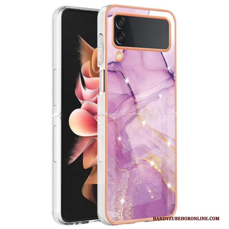 Folio Cover Samsung Galaxy Z Flip 4 Custodia in pelle Marmo Colorato