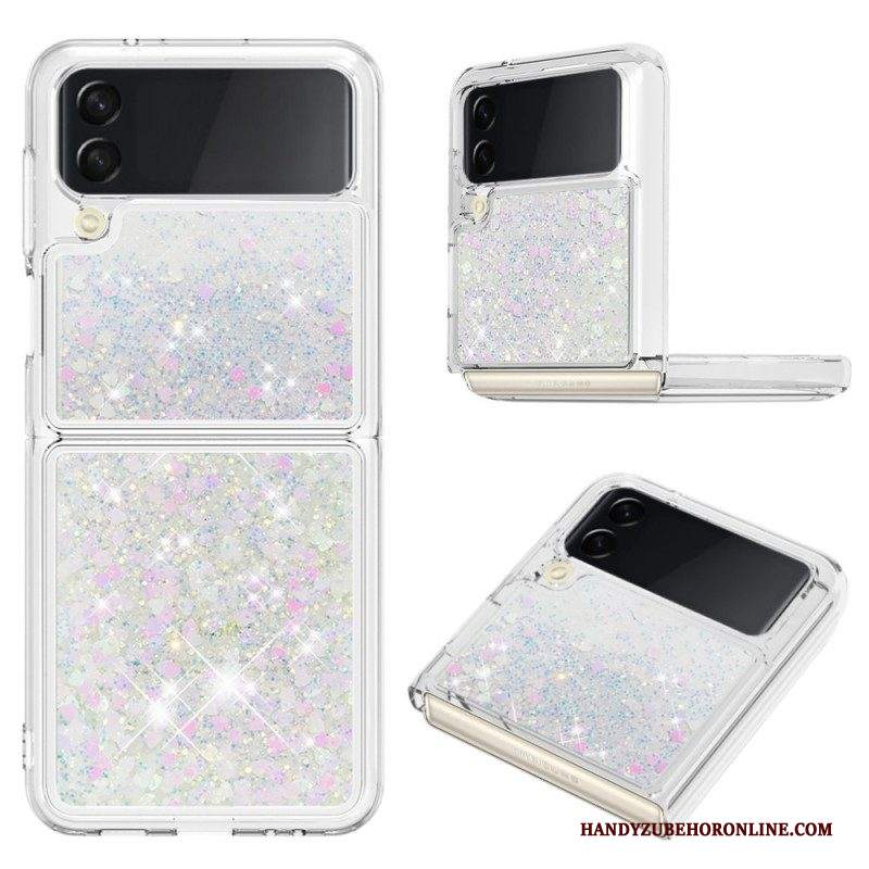 Folio Cover Samsung Galaxy Z Flip 4 Custodia in pelle Paillettes Colorate