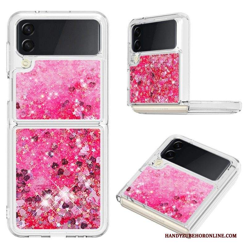 Folio Cover Samsung Galaxy Z Flip 4 Custodia in pelle Paillettes Colorate