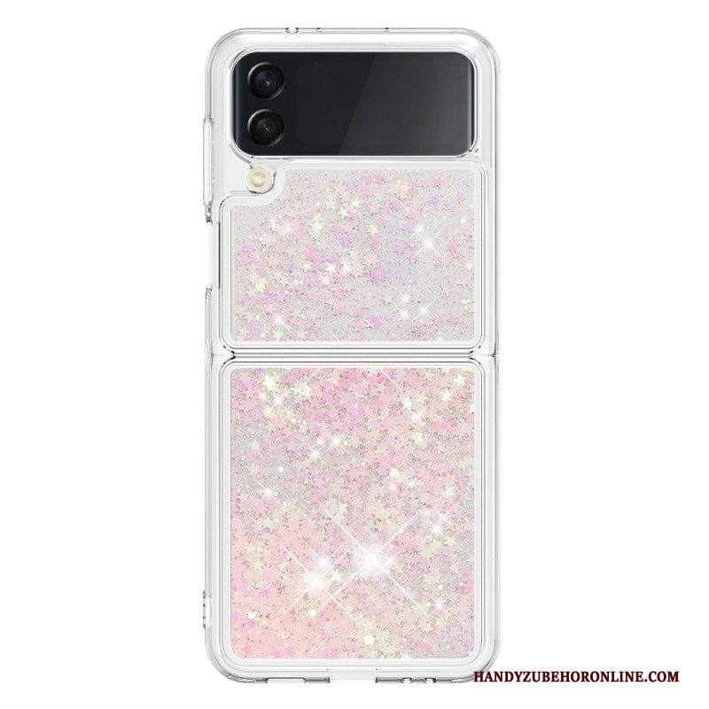 Folio Cover Samsung Galaxy Z Flip 4 Custodia in pelle Paillettes Colorate