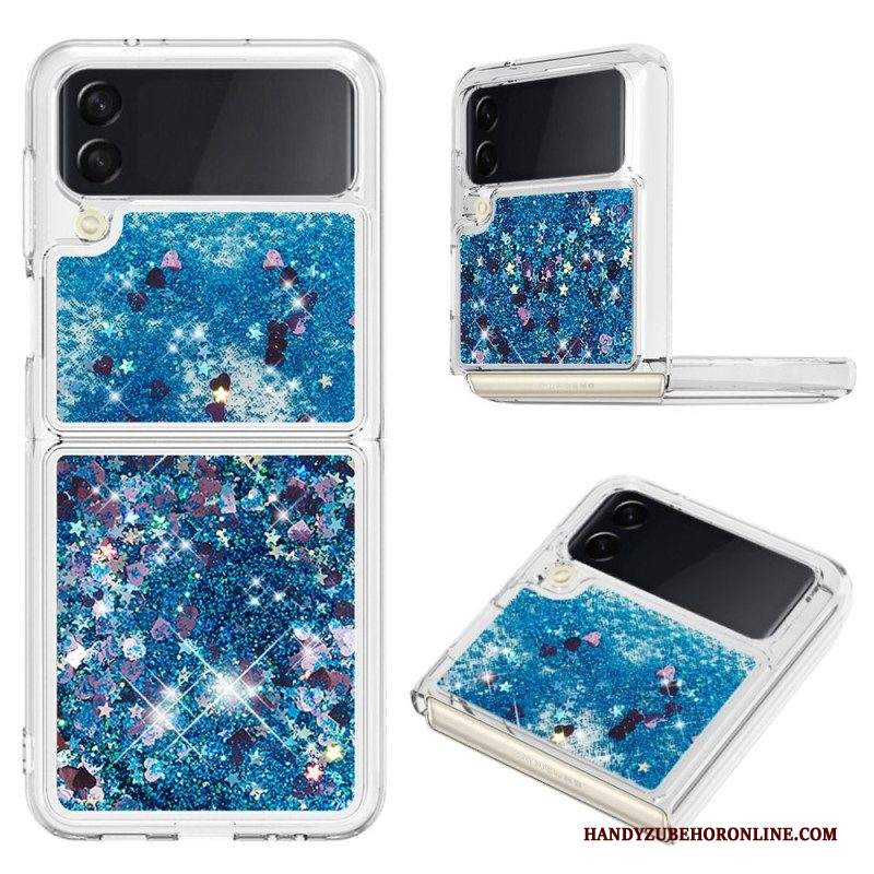 Folio Cover Samsung Galaxy Z Flip 4 Custodia in pelle Paillettes Colorate