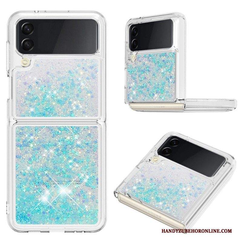 Folio Cover Samsung Galaxy Z Flip 4 Custodia in pelle Paillettes Colorate