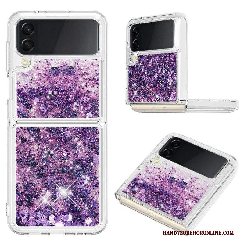 Folio Cover Samsung Galaxy Z Flip 4 Custodia in pelle Paillettes Colorate