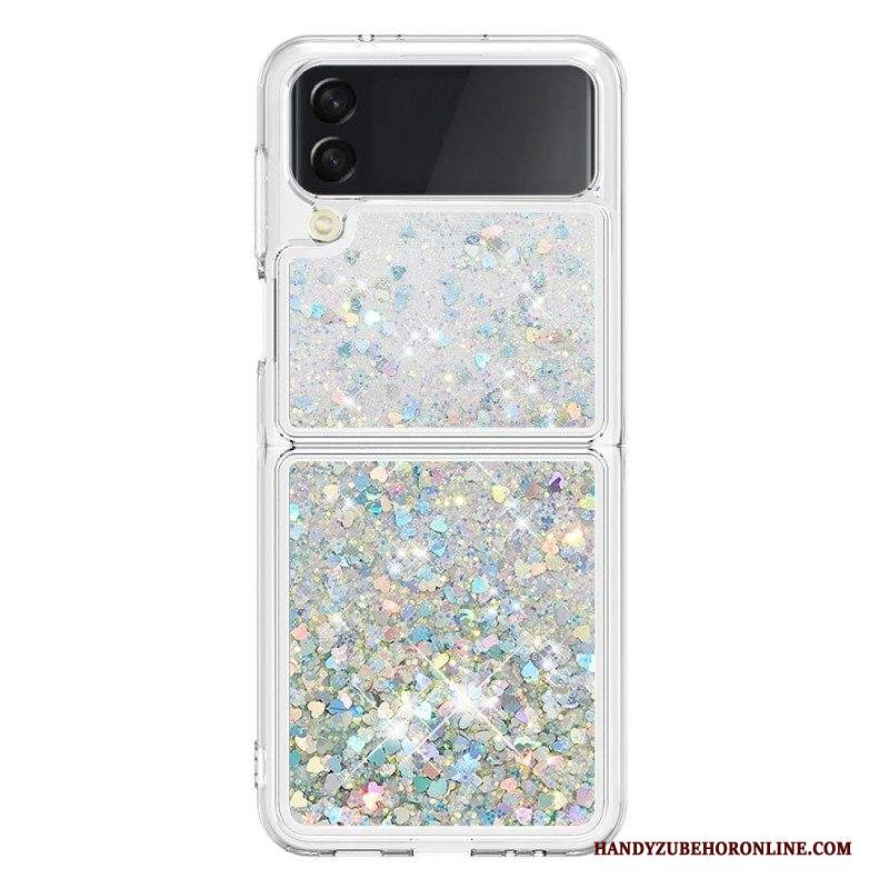 Folio Cover Samsung Galaxy Z Flip 4 Custodia in pelle Paillettes Colorate