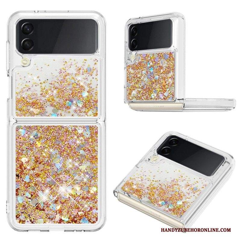 Folio Cover Samsung Galaxy Z Flip 4 Custodia in pelle Paillettes Colorate