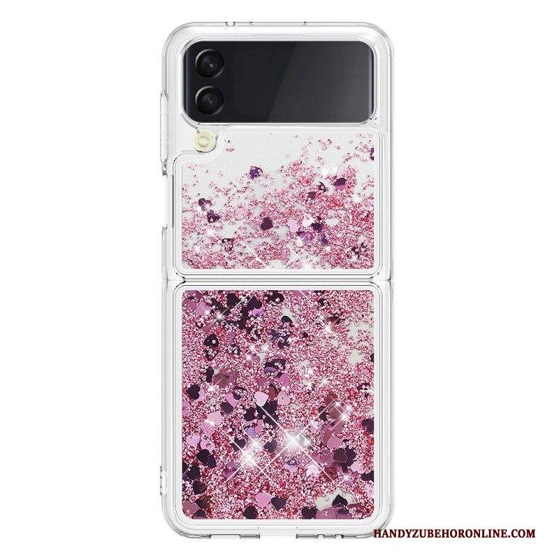 Folio Cover Samsung Galaxy Z Flip 4 Custodia in pelle Paillettes Colorate