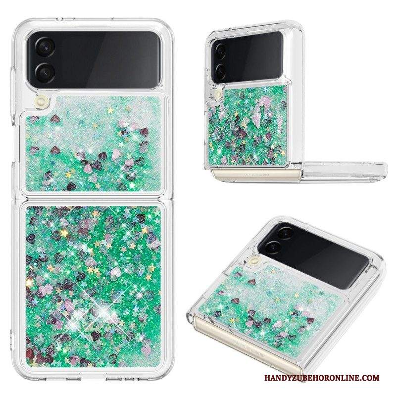 Folio Cover Samsung Galaxy Z Flip 4 Custodia in pelle Paillettes Colorate