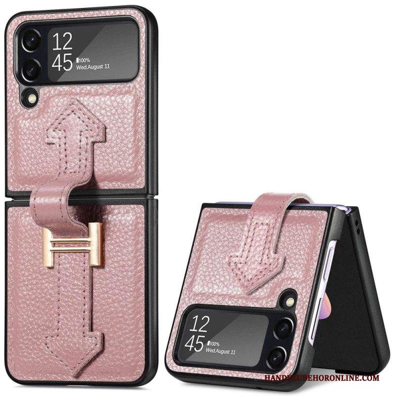 Folio Cover Samsung Galaxy Z Flip 4 Custodia in pelle Pelle E Charms