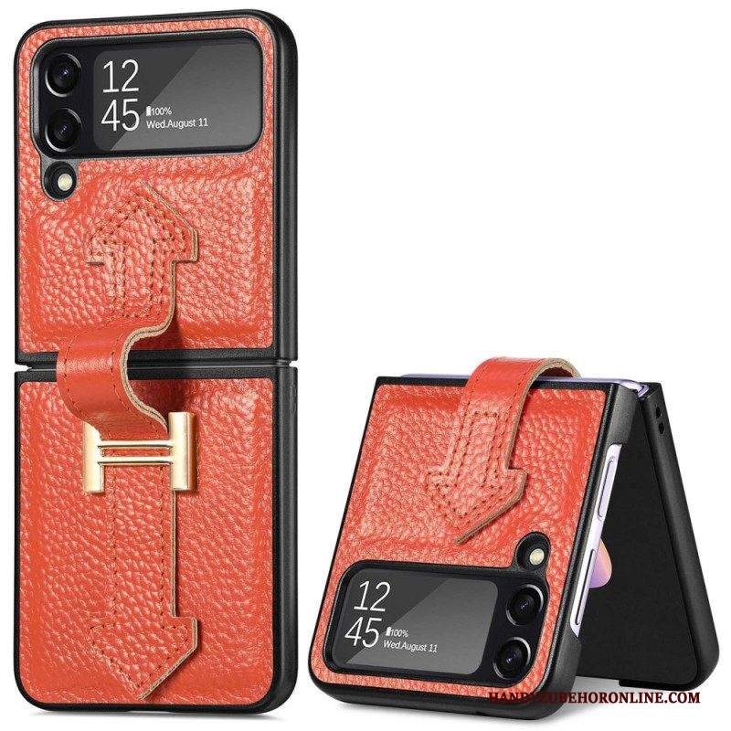 Folio Cover Samsung Galaxy Z Flip 4 Custodia in pelle Pelle E Charms