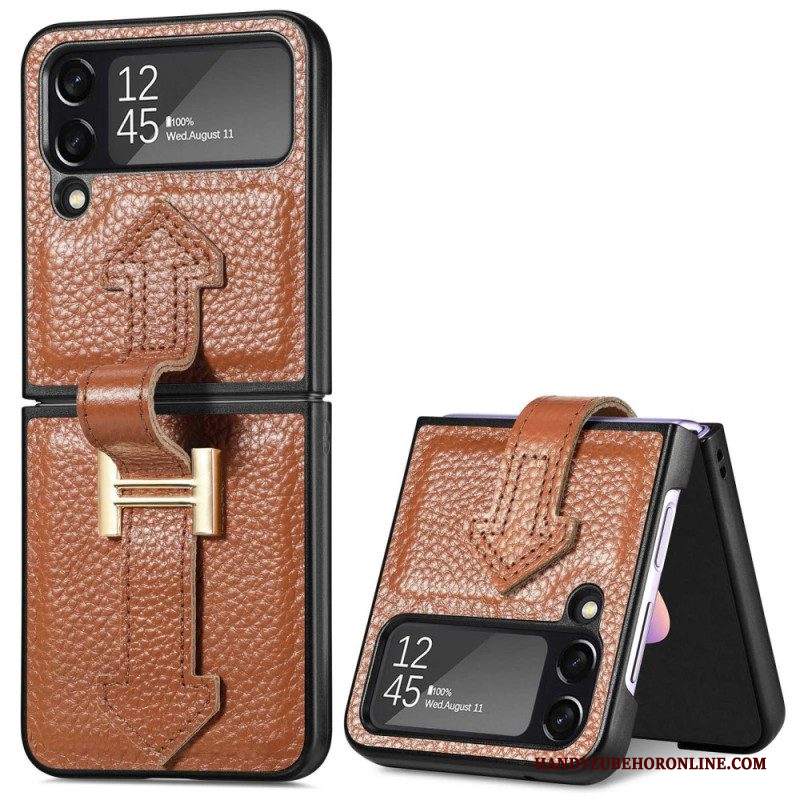 Folio Cover Samsung Galaxy Z Flip 4 Custodia in pelle Pelle E Charms