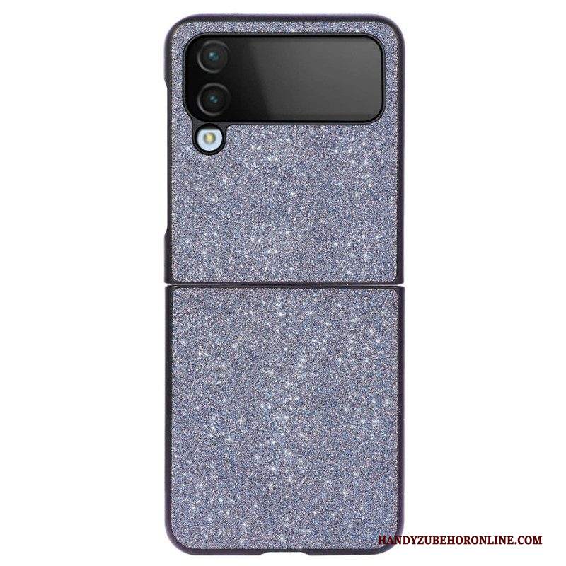 Folio Cover Samsung Galaxy Z Flip 4 Custodia in pelle Pelle Glitterata