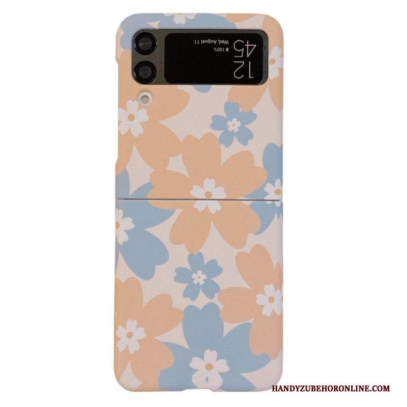 Folio Cover Samsung Galaxy Z Flip 4 Custodia in pelle Piccole Margherite